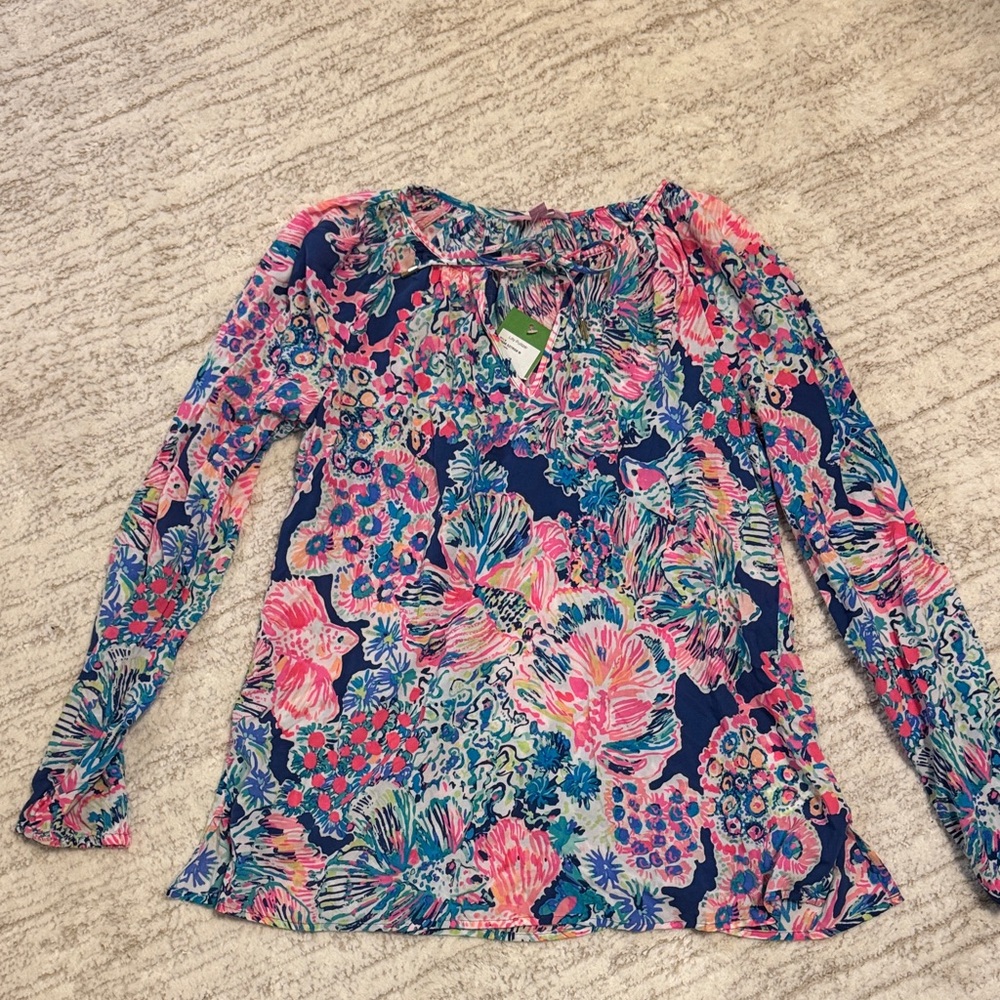 Lilly Pulitzer Pink and Blue Floral Blouse
